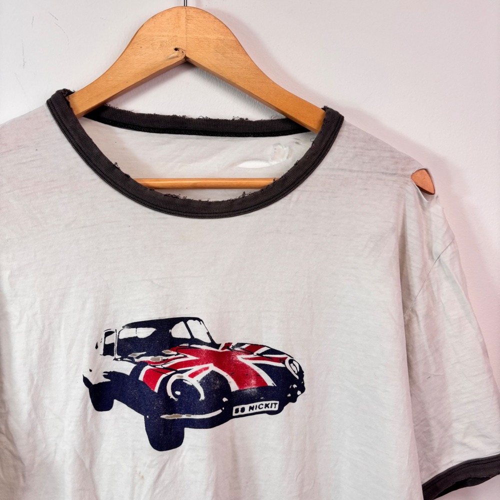 Distressed Mini Cooper Union Jack Ringer T Shirt British Racing Grunge - Picture 2 of 5
